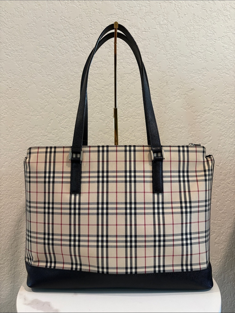 Burberry Classic Plaid Zip Tote Bag